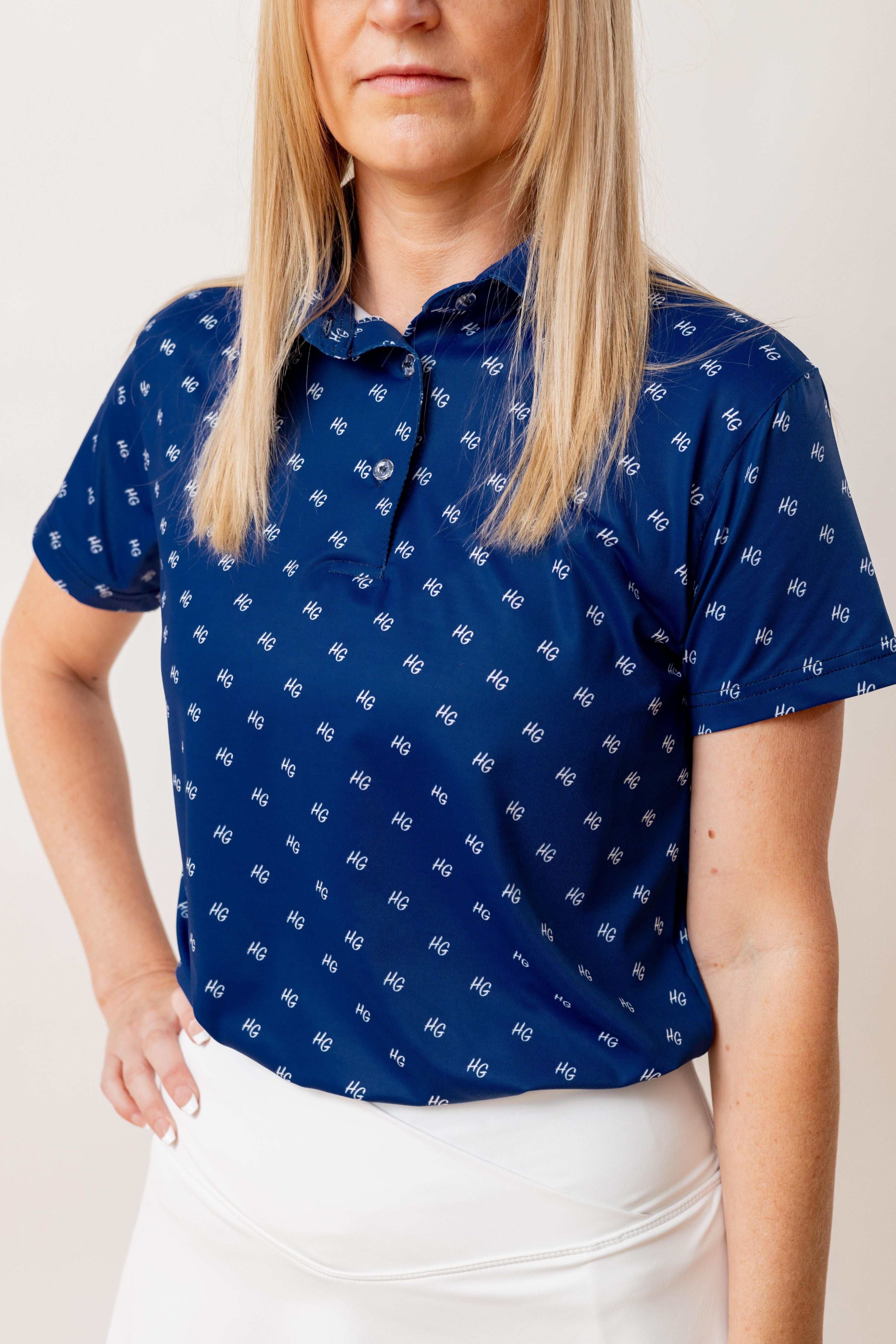 Navy blue polka dot clearance shirt womens